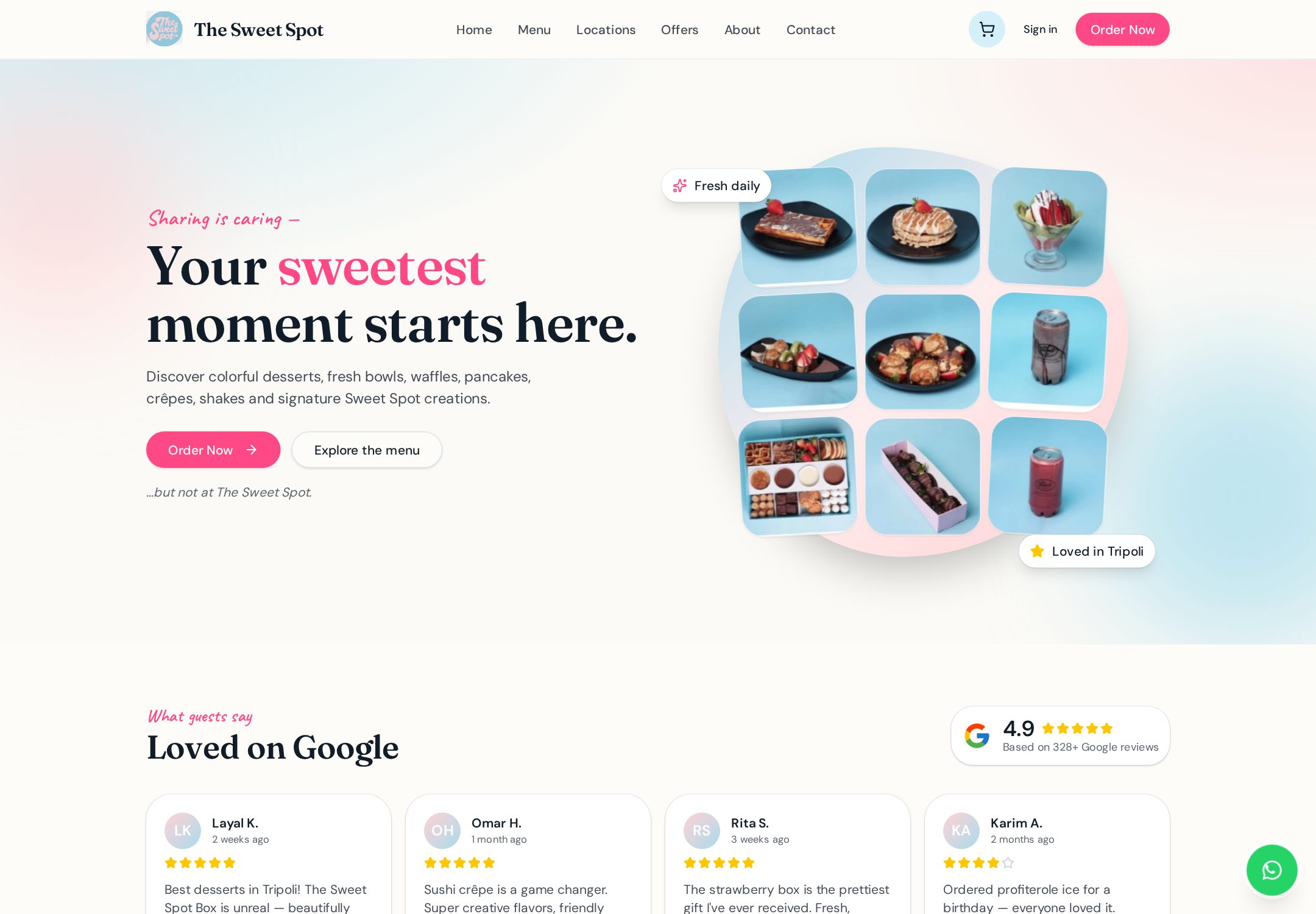 Sweet Spot Lebanon live website homepage